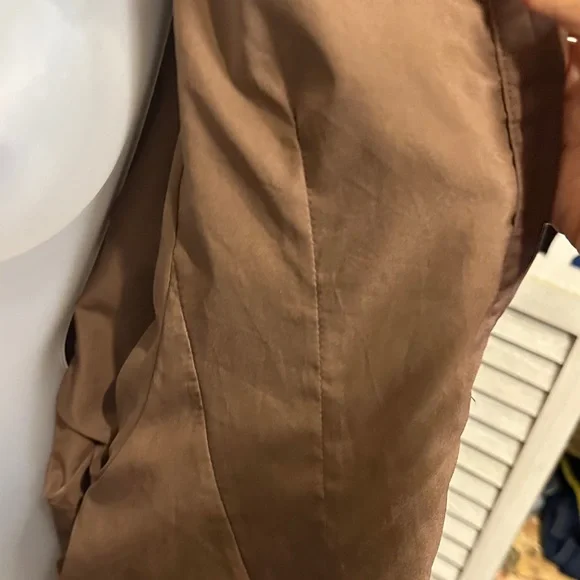 Size M Reminiscene Brown Puffy Sleeve Tie Waist Shirt Dress - Picture 13 of 16